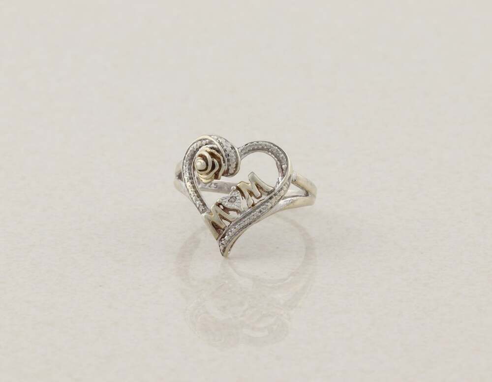 Sterling Silver Heart Flower Mom Ring Size 8 1/4 - Picture 5 of 6